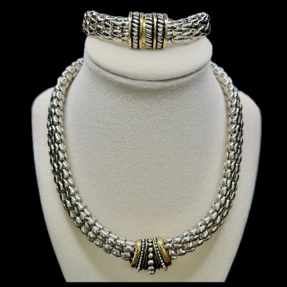 Vintage Elegant Silver and Gold Magnetic Women's Jewelry Set